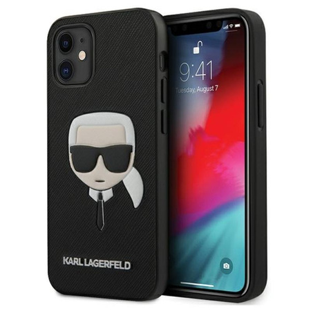 Karl Lagerfeld Saffiano Ikonik Karl`s Head - Etui iPhone 12 mini (czarny)
